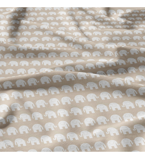 Cotton fabrics, by the meter. White Elephants on Beige