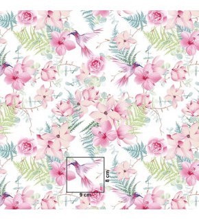 Cotton fabric 100% cotton, 125 g/m², width 160 cm, flowers on white Cotton fabric 100% cotton, 125 g/m², width 160 cm, flowers on white