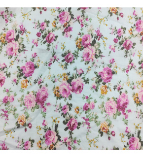 Percale cotton fabrics. Flowers on Mint