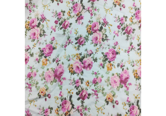 Percale cotton fabrics. Flowers on Mint