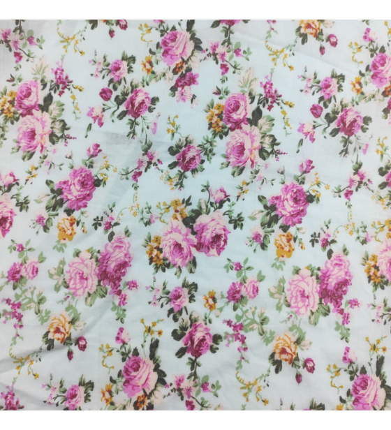 Percale cotton fabrics. Flowers on Mint