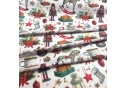 Christmas cotton fabric, by the meter, width 160 cm, Christmas motif on White
