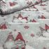 Christmas cotton fabric, by the meter, width 160 cm, Red Gnomes on Gray, Red snowflakes.flakes