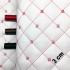 Eco-leather MIX 3x3 cm color white quilted with red threads, by the meter, 145 cm