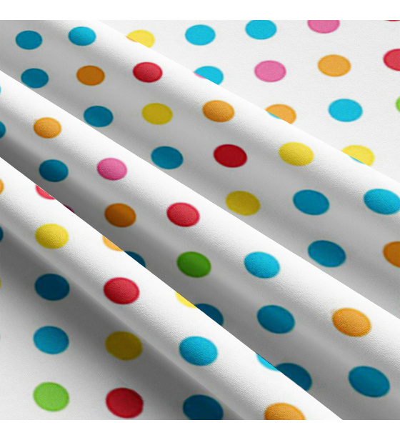 Children's cotton fabrics, by the meter. Dot 40 mm, Multi on White