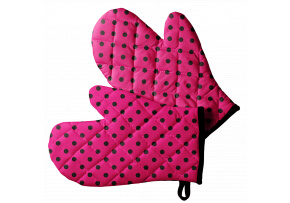 Set of Kitchen Oven Mitts, Pink Polka Dot