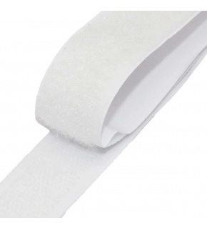 White adhesive hook and loop tape, length 50 cm, width 50 mm