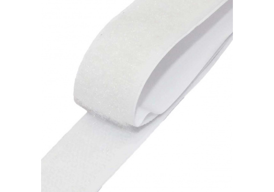 White hook and loop tape with adhesive, length 50 cm, width 50 mm