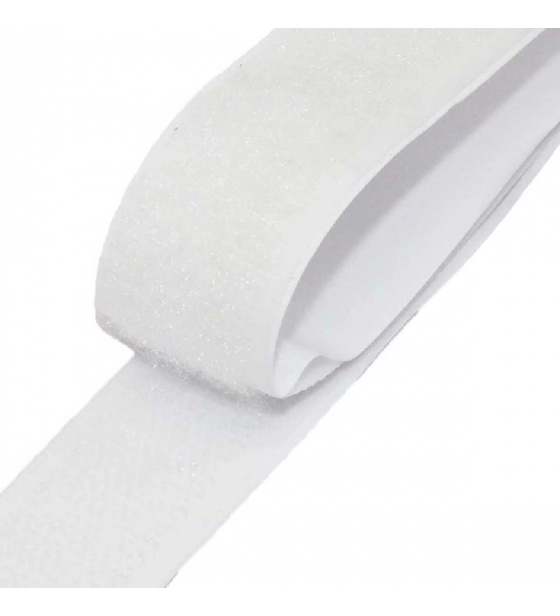 White adhesive hook and loop tape, length 50 cm, width 50 mm