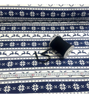 Christmas cotton fabric, by the meter, width 160 cm, Christmas pattern color dark blue