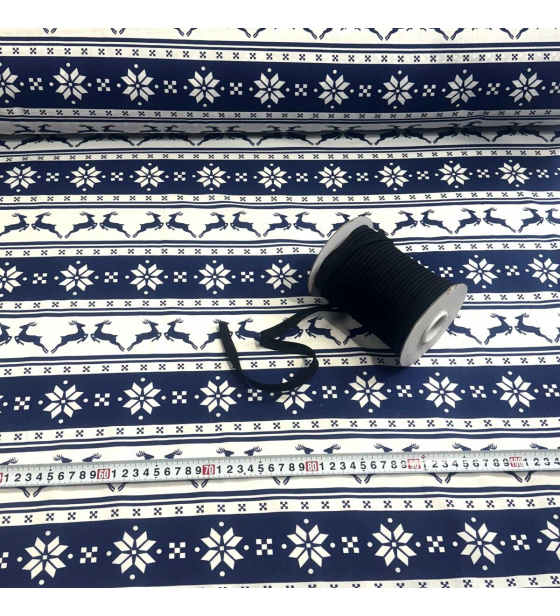 Świąteczna tkanina bawełniana wzór na granatowym tle