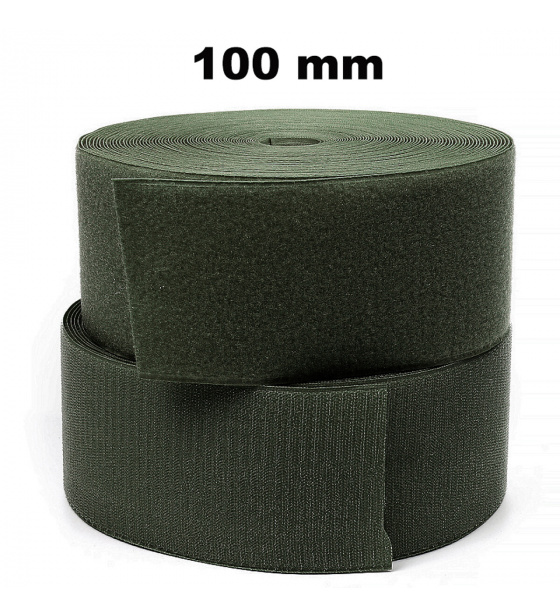 Sew-on Velcro Hook and Loop Set Khaki 100 mm x 25 m