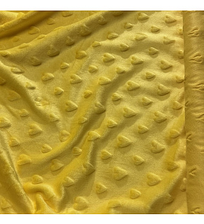 Minky fabric with hearts, 320 g/m², width 160 cm, by the meter, yellow Minky fabric with hearts, 320 g/m², width 160 cm, by the meter, yellow