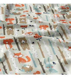Cotton fabrics, by the meter. Animals on Beige