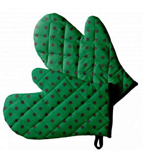 Set of Kitchen Oven Mitts, Green Polka Dot Set of Kitchen Oven Mitts, Green Polka Dot