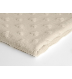 Minky fabric with hearts, 320 g/m², width 160 cm, by the meter, ecru