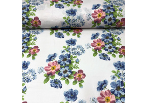 Cotton Fabric Flowers on White