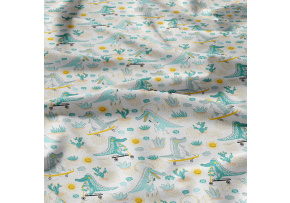 Children's cotton fabric by the meter Cheerful Crocodiles Blue on White