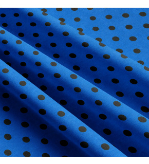 Children's cotton fabrics, by the meter. Dot 10 mm, black on Turquoise