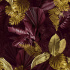 Velvet upholstery fabrics with print, Yellow tropical leaves