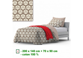 Cotton bedding with zipper, color Beige, 140x200 cm