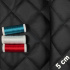 Quilted eco-leather 5×5 cm, black, black threads, by the meter, width 145 cm
