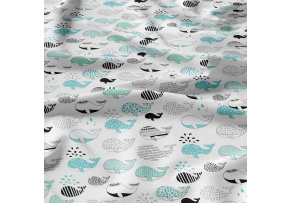 Children's cotton fabric by the meter Whale Turquoise Children's cotton fabric by the meter Whale Turquoise