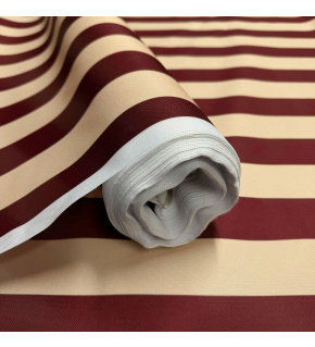 Outdoor fabric Pergola (Oxford), 200 g/m², width 160 cm, beige-burgundy stripes 5 cm