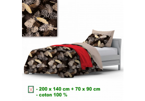 Cotton bedding with zipper, color Black, 140x200 cm Cotton bedding with zipper, color Black, 140x200 cm