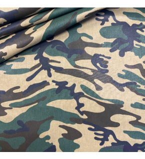 Cotton fabric 100% cotton, 125 g/m², width 160 cm, camo brown and beige