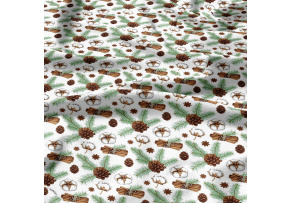Christmas cotton fabric, by the meter, width 160 cm, Fir Cones on White Christmas cotton fabric, by the meter, width 160 cm, Fir Cones on White