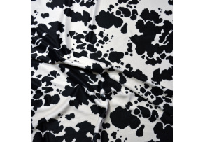 Fabric Minky Microfleece Colorful, Black Cow