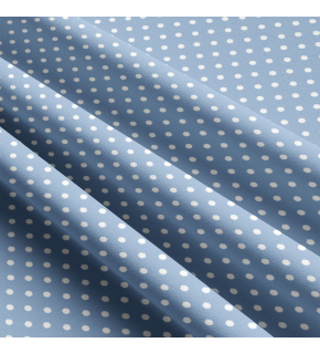 Children's cotton fabrics, by the meter. Dot 4 mm, white on Blue
