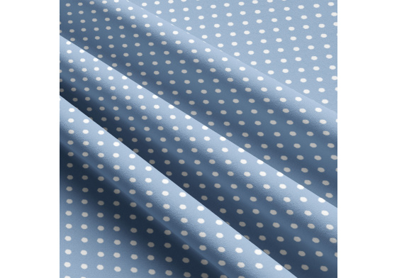 Children's cotton fabrics, by the meter. Dot 4 mm, White on Blue