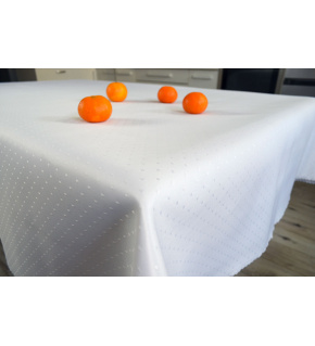 Water-repellent tablecloth Pois, 140x180 cm color White, stain-resistant