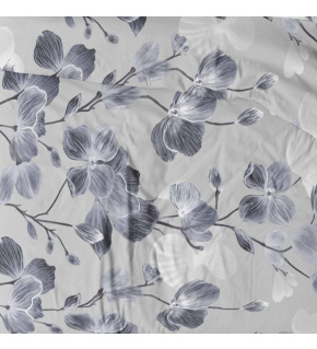 Cotton fabric 100% cotton, 125 g/m², width 160 cm, flowers on grey