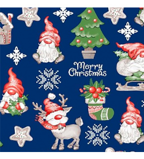 Christmas cotton fabric, by the meter, width 160 cm, Rudolph on Blue