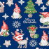 Christmas cotton fabric, by the meter, width 160 cm, Rudolph on Blue
