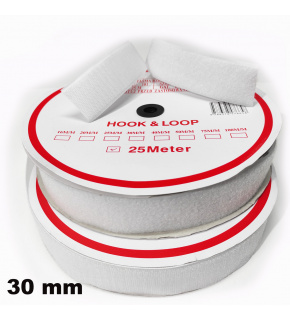 Sew-on Velcro Hook and Loop Set White 30 mm x 25 m