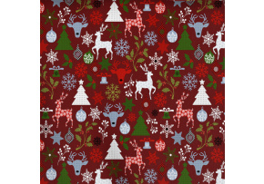 Christmas cotton fabric, by the meter, width 160 cm, MIX on Burgundy