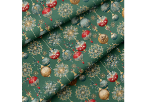 Christmas cotton fabric, by the meter, width 160 cm, Christmas Toys on Green