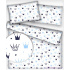 Children's Cotton Fabric Crowns Blue on White