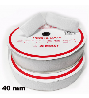 Sew-on Velcro Hook and Loop Set White 40 mm x 25 m
