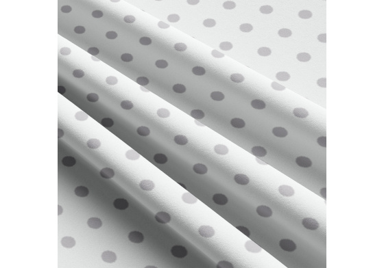 Children's cotton fabrics, by the meter. Dot 22 mm, Gray on White