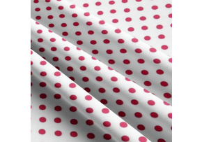 Children's cotton fabrics, by the meter. Dot 10 mm, Amaranth on White