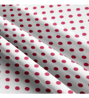 Children's cotton fabrics, by the meter. Dot 10 mm, Amaranth on White