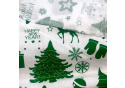 Vianočný vzor bavlnenej látky zelený na bielom, metráž 160 cm