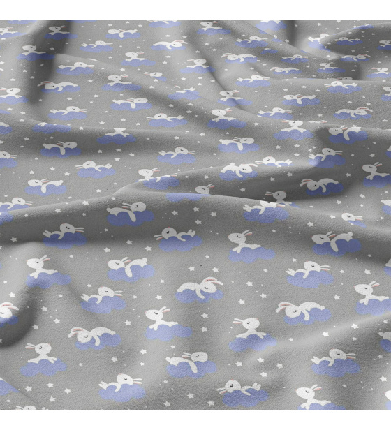 Cotton fabrics, by the meter. Little Rabbit on the Grey
