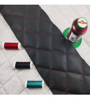 Eco-leather color black and red quilted 1.45 m x 0.7 m