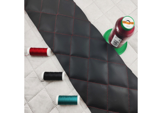 Eco-leather color black and red quilted 1.45 m x 0.59 m